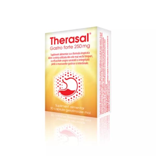 Supliment pentru sanatatea pielii si mucoaselor gastrice Therasal Gastro Forte 250 mg, 30 capsule, Vedra