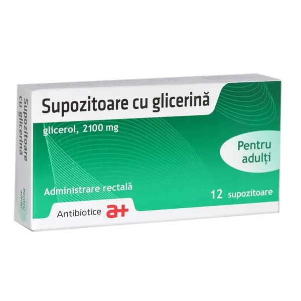 Supozitoare cu glicerina adulti, 2100 mg, 12 supozitoare, Antibiotice SA