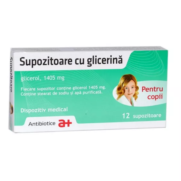 Supozitoare cu glicerina pentru copii 1405 mg, 12 supozitoare