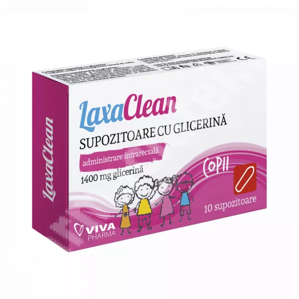 Supozitoare cu glicerina pentru copii LaxaClean, 10 bucati, Viva Pharma