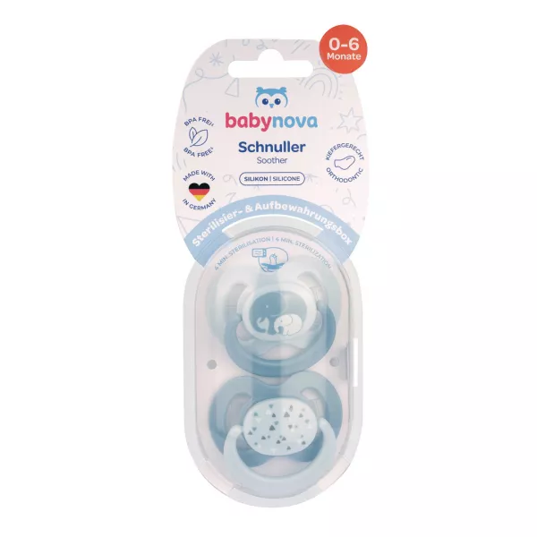 Suzete multicolore cu Inel, 0-6 luni, 2 bucati, Diverse Culori, Baby Nova