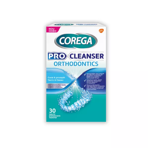 Tablete efervescente pentru curatarea dispozitivelor orale Corega, 30 tablete, Gsk