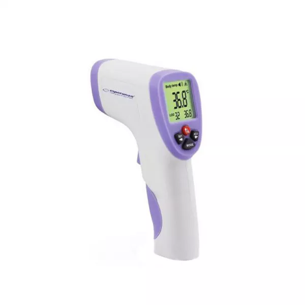 Termometru digital non contact Esperanza, infrarosu, pentru corp si suprafete, ecran LCD, Alb, Vital Logistic
