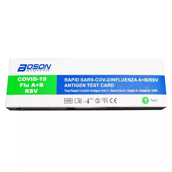 Test Rapid Antigen, Combinat, 4 in 1, Gripa A+B, Covid-19 si RSV, Exsudat Nazofaringian, pentru uz profesional, Boson