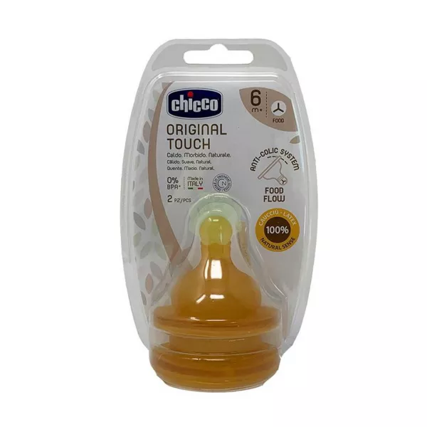 Tetina fiziologica Original Touch, cauciuc, hrana groasa, 2 bucati, 6 luni+, Chicco