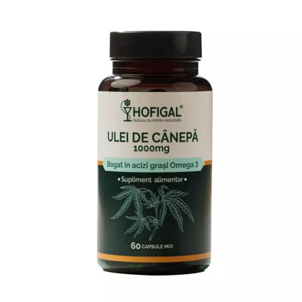 Ulei de canepa, 1000 mg, 60 capsule moi, Hofigal