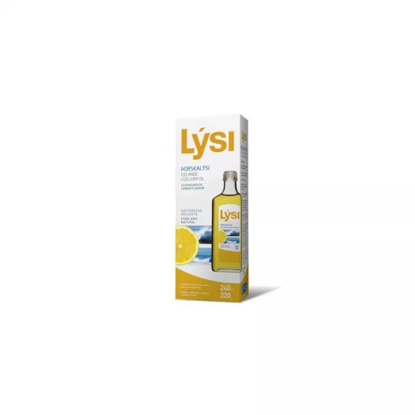 Ulei din ficat de cod cu aroma de lamaie, 240 ml, Lysi