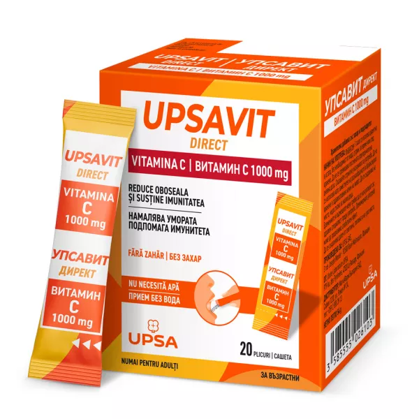 Upsavit Direct Vitamina C, 1000mg 20, plicuri orodispersabile, Upsa