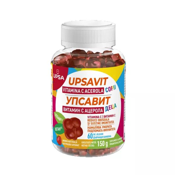 Upsavit Vitamina C Acerola pentru copii, 60 jeleuri, Upsa
