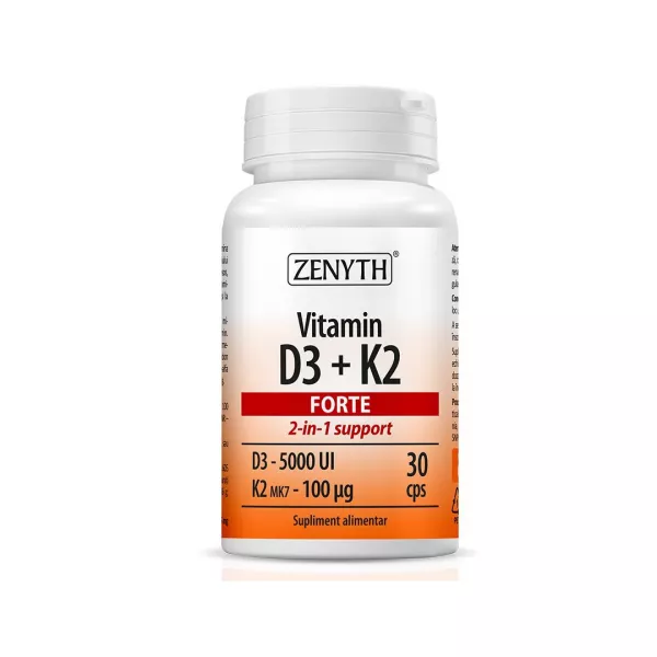 Vitamin D3 + K2 Forte, 30 capsule, Zenyth