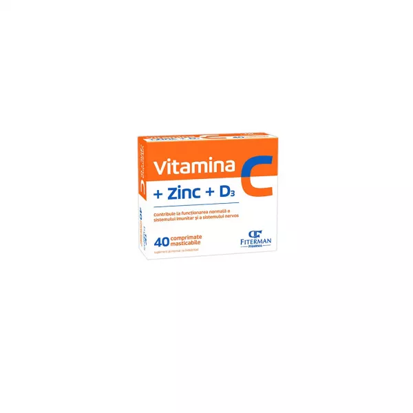 Vitamina C+Zn+D3, 40 comprimate masticabile, Fiterman