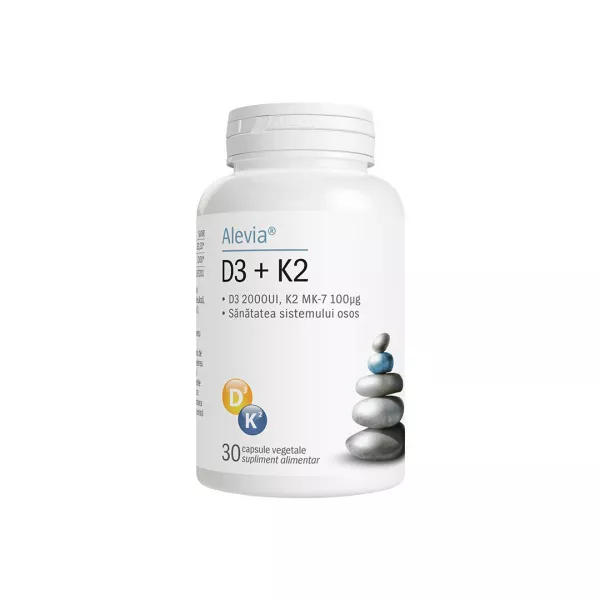 Vitamina D3 + vitamina K2, 30 capsule, Alevia