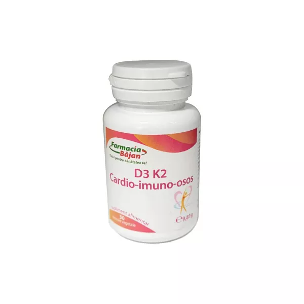Vitamina D3 + K2 Cardio-Imuno-Osos, 30 capsule vegetale, Farmacia Bajan