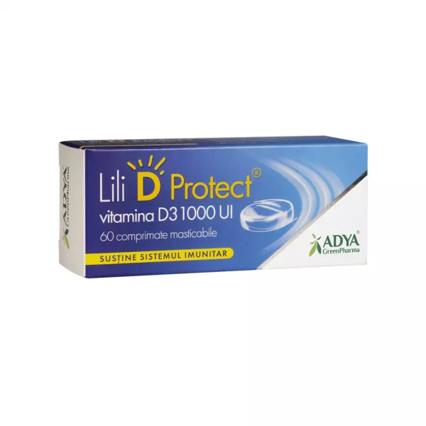 Vitamina D3 1000 UI, 60 de comprimate masticabile, Lili D Protect