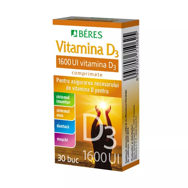 Vitamina D3 1600UI, 30 comprimate, Beres