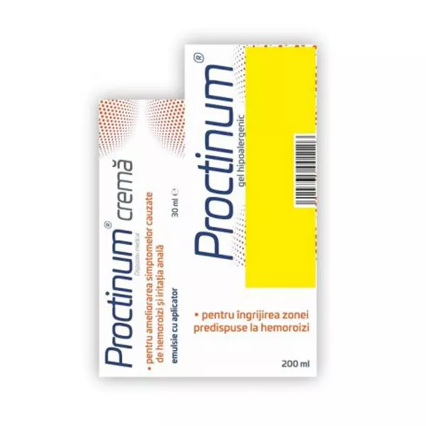 Pachet: Proctinum gel hipoalergenic pentru igiena ano-rectala, 200 ml + Proctinum crema, 30 ml, Zdrovit 