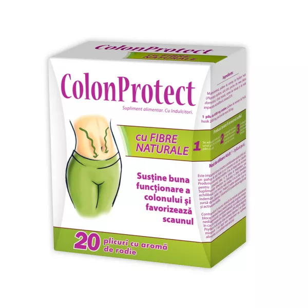 Colon Protect cu fibre naturale si gust de rodie, 20 plicuri, Zdrovit