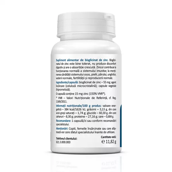 Zinc Bisglicinat, 60 capsule, Zenyth