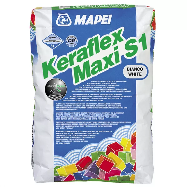 Adeziv pentru gresie si faianta, Mapei Keraflex Maxi S1, alb