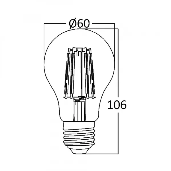 Bec LED cu filament TR 7W A60 800LM 3000K E27