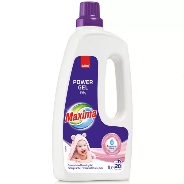 Solutii pentru curatenie si igiena - Detergent rufe lichid, Sano Maxima Power gel Baby, 1L, bilden.ro
