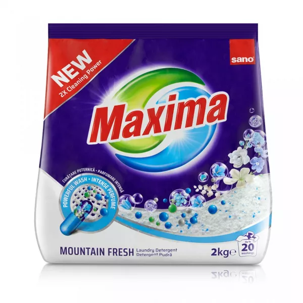 Solutii pentru curatenie si igiena - Detergent rufe pudra, Sano Maxima Mountain Fresh, 2kg, bilden.ro