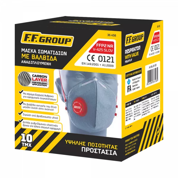 Masca protectie pentru particule, FF Group, V-414 SL FFP2&FR, cu valva, 36458