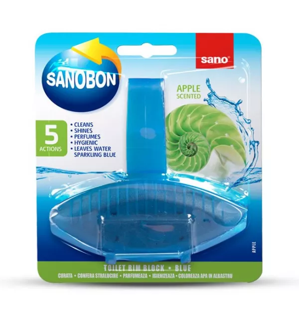 Solutii pentru curatenie si igiena - Odorizant bazin Wc, Sano Bon Blue aplle, 5 in 1, 55 g, bilden.ro