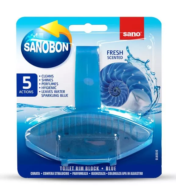 Odorizant bazin Wc, Sano Bon Blue regular, 5 in 1, 55g