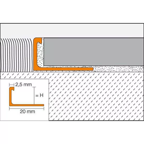 Profil de protectie si separare, Schluter-SCHIENE-BASIC-A, L2.5 m, H6 mm