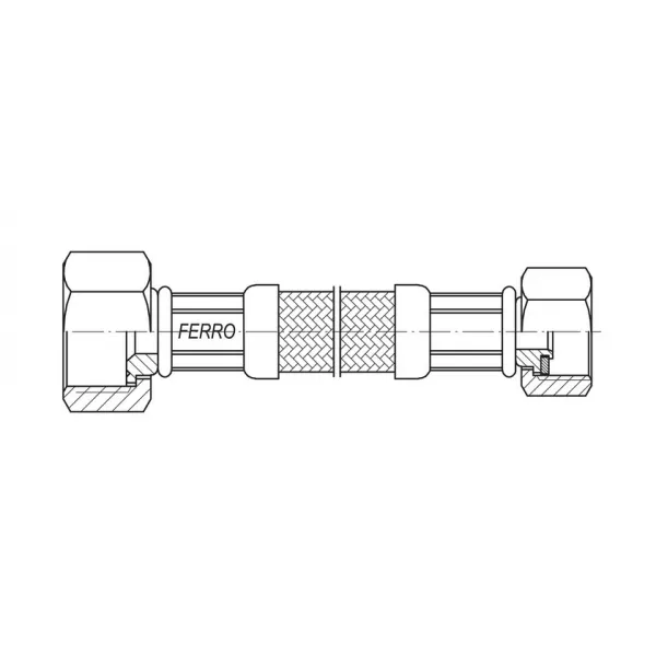 Robineti si racorduri flexibile apa - Racord flexibil pentru apa, Ferro, 12"x38" FI-FI  30cm, bilden.ro