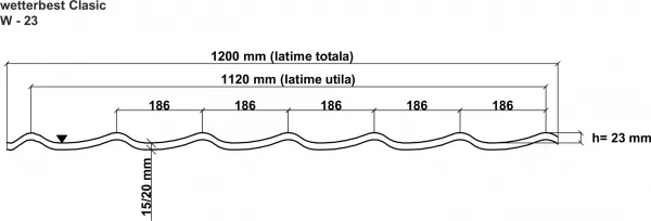 Tigla metalica Wetterbest, Clasic 20, grosime 0.5mm, RAL 8017