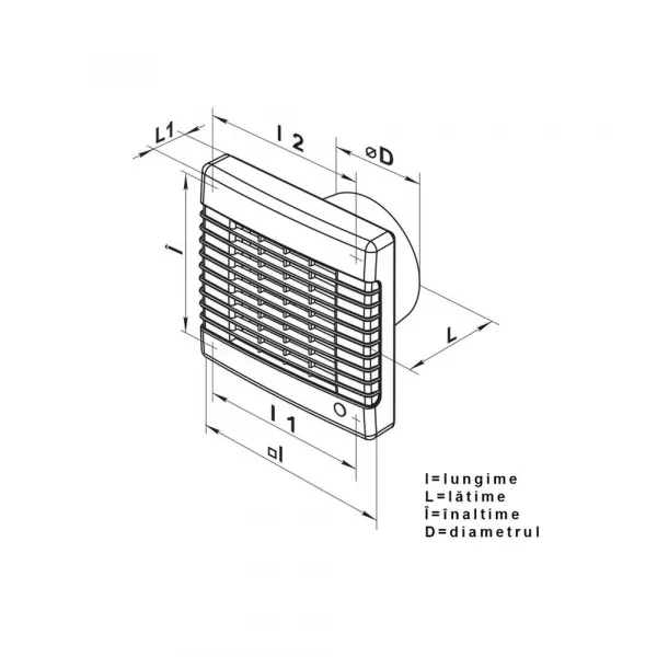 Ventilator cu jaluzele automate si senzor de umiditate, VENTS, D125mm