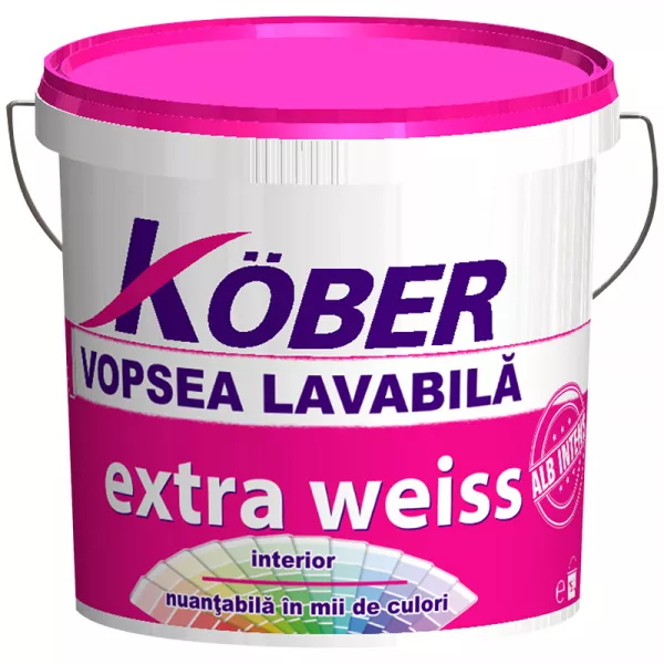 Vopseluri lavabile de interior - VOPSEA LAVABILA DE INTERIOR KOBER EXTRA WEISS, ALB 15L, bilden.ro