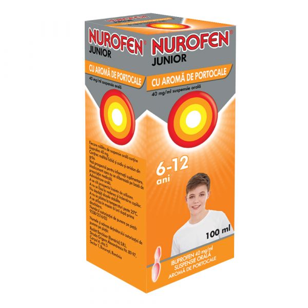 Raceala si gripa Nurofen Junior 200mg/5ml ,sirop portocale