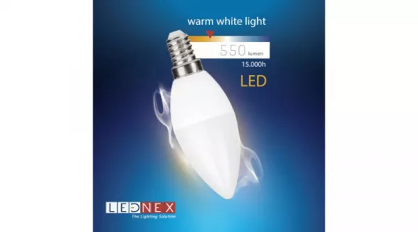 Bec led E14 lumanare 7W, lumina rece 6500k Lednex