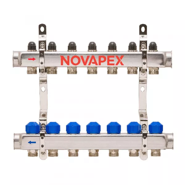 Distribuitor - colector pentru instalatii de incalzire cu radiator - COMBI-6 cai, 1" - 3/4" Novapex