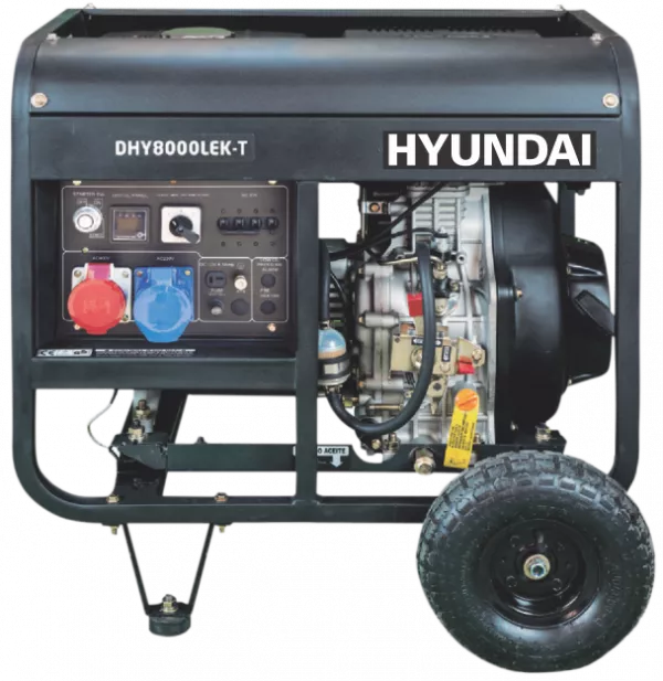 Generator de curent trifazat cu motor diesel Hyundai DHY8500LEK-T