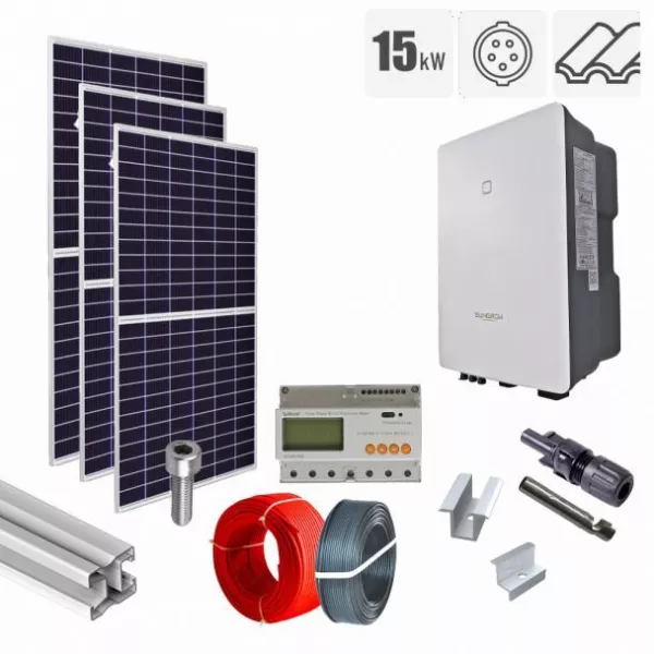 Kituri panouri solare fotovoltaice - Kit fotovoltaic 15.58 kW, panouri Jinko Solar, invertor trifazat Sungrow, tigla ceramica ondulata, bricolajmarket.ro