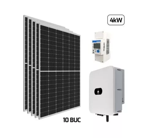 Kituri panouri solare fotovoltaice - Pachet fotovoltaic monofazat 4 kW, cu panou solar fotovoltaic 375 W, LR4-60HPH-375M, LONGi, invertor solar, ON/OFF Grid, 4 kW, SUN2000-4KTL-L1, HUAWEI si senzor de putere 100A/40 mA, DDSU666-H, HUAWEI, bricolajmarket.ro
