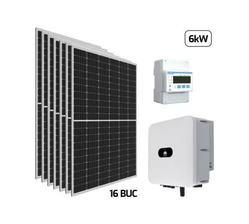 Pachet fotovoltaic trifazat 6 kW, cu panou solar fotovoltaic 375 W, LR4-60HPH-375M, LONGi, invertor solar, trifazat, ON/OFF Grid, 6 kW, SUN2000-6KTL-M1, HUAWEI si contor inteligent trifazat, 100A/40 mA, DTSU666-H, HUAWEI