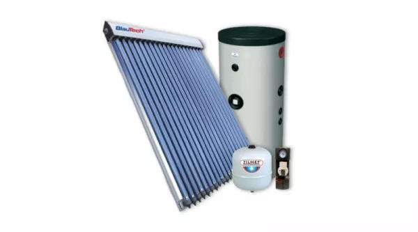 Sisteme solare tuburi vidate - Pachet solar pentru 3-4 persoane, colector cu 20 de tuburi Blautech, bricolajmarket.ro