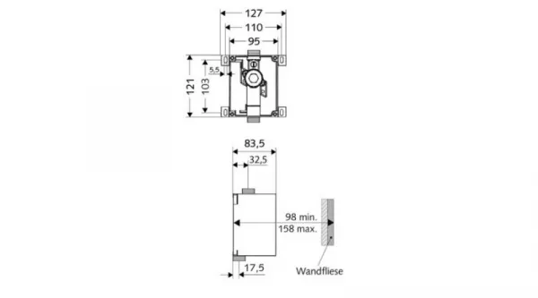 Accesorii sanitare - Set de spalare pisor cu montare in perete SCHELL Compact II, bricolajmarket.ro