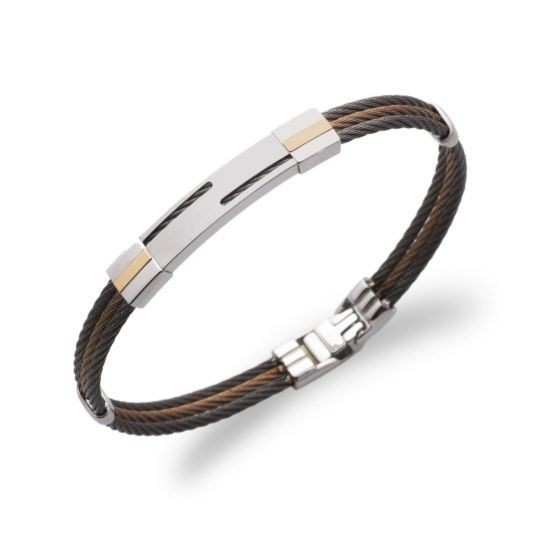To take care Target Trademark Dogma bracelet made of leather with steel and 18K gold elements, SB6782