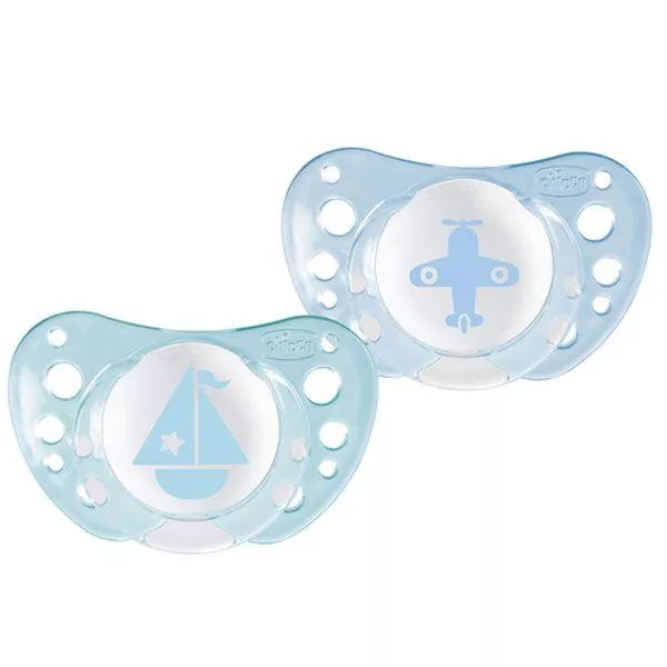 *・*:kico'・*:. Suzeta Chicco s. Physio Air, forma anat., 0-6 luni, 2buc, albastru