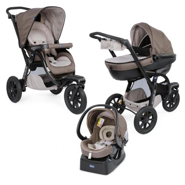 Carucior copii 3 in 1 Chicco Trio Activ3, Car Kit, 0+luni, Dove Grey