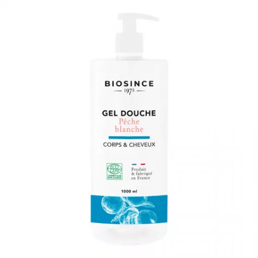 Biosince gel de duș organic pentru corp și păr cu piersică albă * 1000 ml
