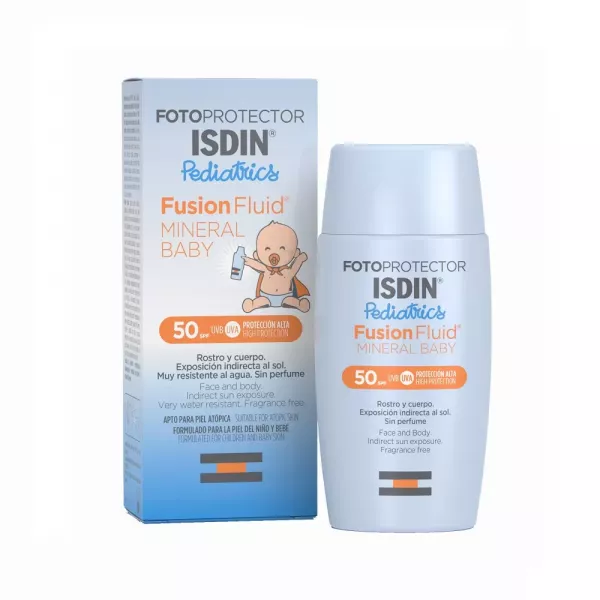 ISDIN cremă pentru protecție solară Pediatrics fluid mineral pentru copii SPF50 * 50 ml