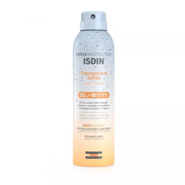 ISDIN Fotoprotector spray transparent rezitent la apă wet skin SPF 50 * 250 ml