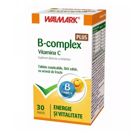 B complex cu vitamina C * 30 tablete masticabile cu aromă de fructe